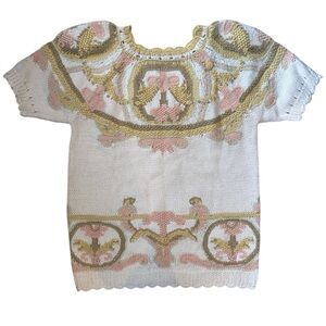 New REBECCA STONE Vintage Hand Knit Cotton Sweater